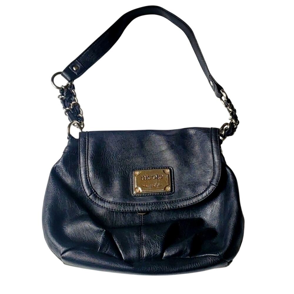 Nicole by Nicole Miller leather black chain shoulder bag